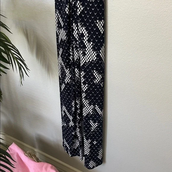 Eliza J Jersey Maxi Dress New Navy and White Maxi Dress Tie Waist - Picture 10 of 12